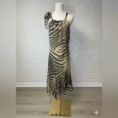 Ralph Lauren Zebra Print Midi Halter Chiffon Sundress size 4 EUC - Image 1 of 4