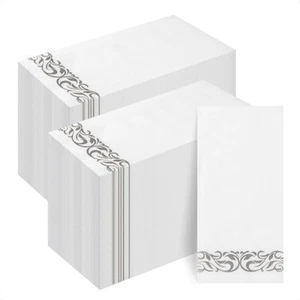 200 Pack Disposable Silver Napkins, Decorative Linen Like Dinner Napkins, Sof... - Picture 1 of 6