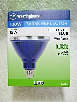 WESTINGHOUSE 100 Watt Equivalent Using 15 Watts PAR38 Reflector LED Blue Bulb!!! - Image 1 of 4