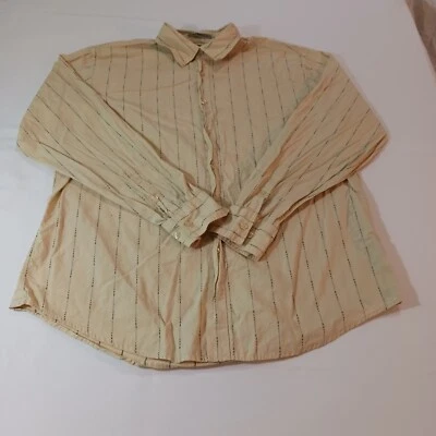 Camisa de hombre Nyne a rayas amarillas y negras de algodón con botones manga larga talla grande Foto 1 de 4