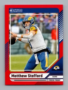 Fútbol americano Donruss #240 Matthew Stafford 2024 rojo prueba de prensa Los Angeles Rams - Imagen 1 de 2