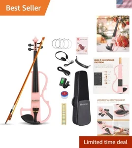 Komplettes E-Geigen-Set - 4/4 Ahornholz-Design, leise und schick in Pink - Bild 1 von 11