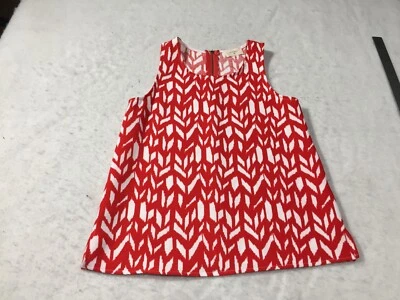 Camiseta sin mangas Everly para mujer S pequeña roja blanca geométrica cuello redondo sin mangas cremallera Foto 1 de 4