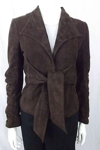VERONICA DAMIANI SUEDE DK BROWN JACKET V9350-34 ITALIAN 38 - Picture 1 of 3