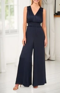 CeCe Womens Smocked Waist Sleeveless Jumpsuit Mood indigo Size S NWT - Picture 1 of 4