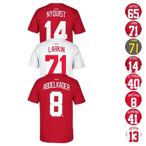 Detroit Red Wings NHL Reebok Player Name & Number Premier Jersey T-Shirt Men's Cover