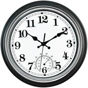 12inch Indoor/outdoor Retro Silent Nonticking Waterproof Wall Clock With Thermom - Picture 1 of 7