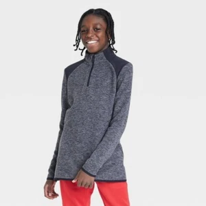 EEB) Boys Fleece 1/4 Zip Pullover Sweatshirt Heathered Black XS 4/5 - Picture 1 of 1