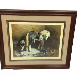 David Shepherd Framed Signed Limited Print Shire Horses "Shampoo Time" 769/850 - Picture 1 of 18