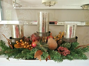 Christmas Decoration Table Centrepiece Gold Fruit Candle Holder Decorative - Picture 1 of 5