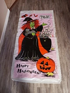 Vintage Fun World Halloween Türabdeckung Hexe ""Stay for a Spell"" Kessel 90er - Bild 1 von 7