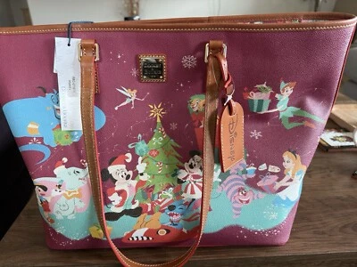 Bolsa tote de couro nova com etiquetas Dooney and Bourke Disney Natal feriado - Imagem 1 de 4