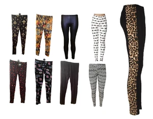 Ladies Adults Various Designs Printed Leggings Cotton Bottoms Size 8 10 12 14 - Picture 1 of 21