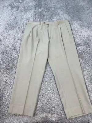 Calça Corbin Masculina 38X28 Bege Caqui Lã Frente Plana União Fabricada nos EUA - Imagem 1 de 4