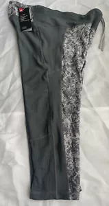 Under Armour Women’s Large Yoga 3/4 Style Pants Leggings Capri Gray Zip Pockets - Picture 1 of 9