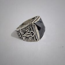 925 Sterling Silver Ring Rectangle Black Stone Size 10.25 Jewelry Made Turkey 