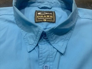 Camisa Drake Clothing Co Para Hombre Grande L Azul Informal Manga Corta - Imagen 1 de 17