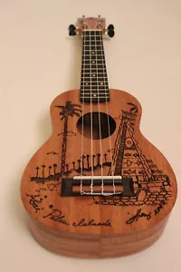 Ukulele KOKIO U-PALAU-S Soprano Mahogany Body +Bag+ South Engraving Exhibitors - Picture 1 of 13