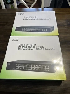 TWO Cisco SF110-24 24-Port 10/100 Desktop Rack-Mountable Switch SF11024NA Sealed - Picture 1 of 4