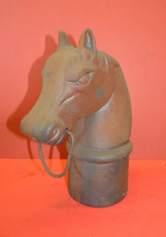 Cast Iron Horse Head Bust Hitching Post Top, 12" tall, 4" ID fit, New Old Stock Cover