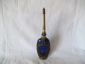 Marokkanisches kobaltblaues Glasparfüm Flasche Streuen Metall Overlay - Bild 1 von 14