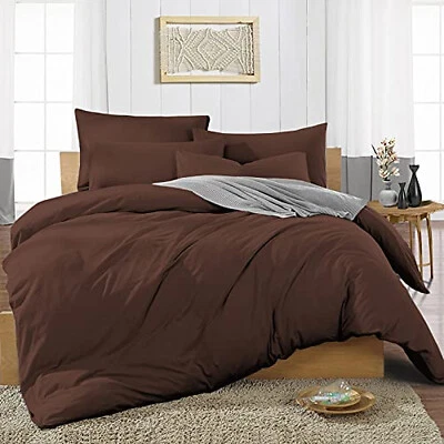 Awesome Duvet Collection 1000TC Egyptian Cotton Select Size Chocolate Solid - Image 1 of 4