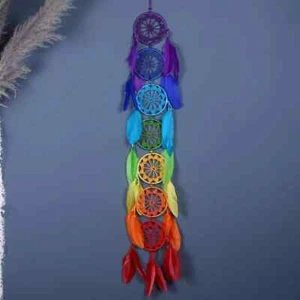 Bright Rainbow Colours LGBTQ Inspired Dreamcatcher Long Hanging Decoration - Picture 1 of 3