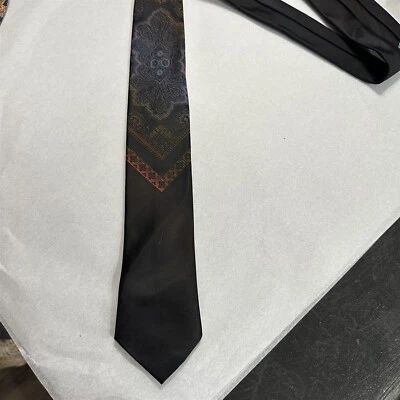 Vintage Wembley Tie Wemlon Skinny Blue Floral Psychedelic Ethnic Pattern - Image 1 of 4