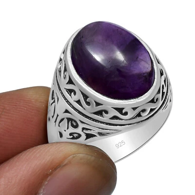 Amethyst Gemstone Ethnic Handmade Ottoman Arabic Style Ring All Size Available - Image 1 of 4