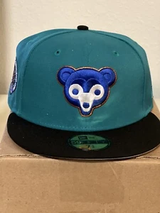 New Era 59Fifty Top 30 Chicago Cubs 1969 Wrigley Patch Teal Black 7 3/8 Sold Out - Picture 1 of 3
