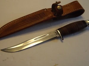 Case XX USA Hunting Knife with Stacked Leather Handle w/Sheath 1965-1970 -VG - Picture 1 of 10