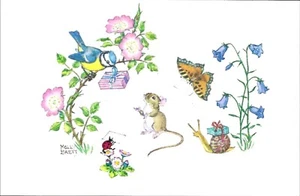 Vintage Postcard, Molly Brett, Animals Giving Cards Gifts, Painting, Art, unused - Picture 1 of 2