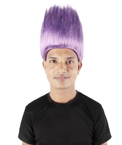 Men's Straight Cosplay Halloween Party Trolls Branch Hairdo Standing Up Hair Wig - Picture 1 of 103