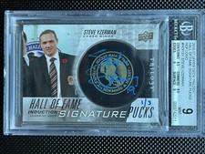 16-17 UD Trilogy Hall of Fame Pucks Signature Auto- Steve Yzerman 1/3!🔥BGS 9🔥