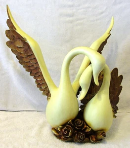 Large Wings of Love Romantic Swans Sculpture Entwined Necks - Picture 1 of 12