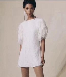 Free People Women’s Songbird Mini Lace Dress White Frill Size M New With Tags - Picture 1 of 15