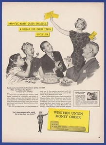 Vintage 1947 Western Union Zahlungsanweisung alt SELTEN 1940er Jahre Magazin Druck Anzeige - Bild 1 von 1