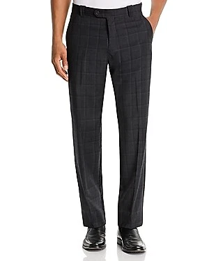 Bloomingdale's CHARCOAL Wool Tonal-Check Classic Fit Pants, US 34x34 - Image 1 of 1