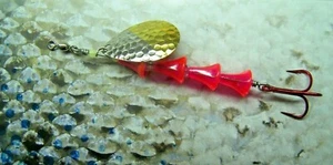 Salmón Trucha Camiseta Roja Cuentas Spinner Señuelo Vibrador Cebos de Pesca 5-1/4" #1 Gancho NUEVO - Imagen 1 de 4
