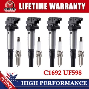 NEW 4Pack UF598 Ignition Coil & Spark Plug Fits For 2007-2015 Mini Cooper 1.6L - Picture 1 of 10
