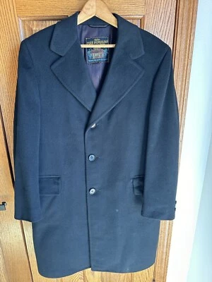 Abrigo de vestir de lujo de cachemir mongol vintage para hombre talla S/M Union Workers negro Foto 1 de 4