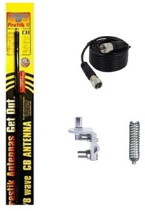 NEW FIRESTIK 2 FS3 B 3FT BLACK CB ANTENNA, 18FT COAX, MOUNT & SPRING - Picture 1 of 1