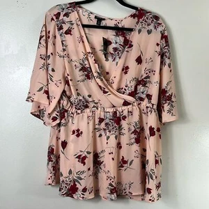 Torrid Cream Floral Lily Babydoll Georgette Surplice Blouse Women’s 1 - Picture 1 of 11