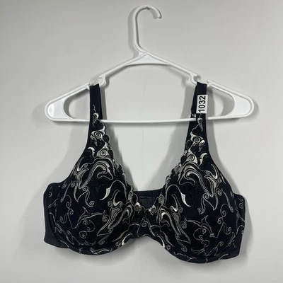 Sujetador con aros bordado Playtex talla 44C negro marfil festoneado lencería acolchada Foto 1 de 4