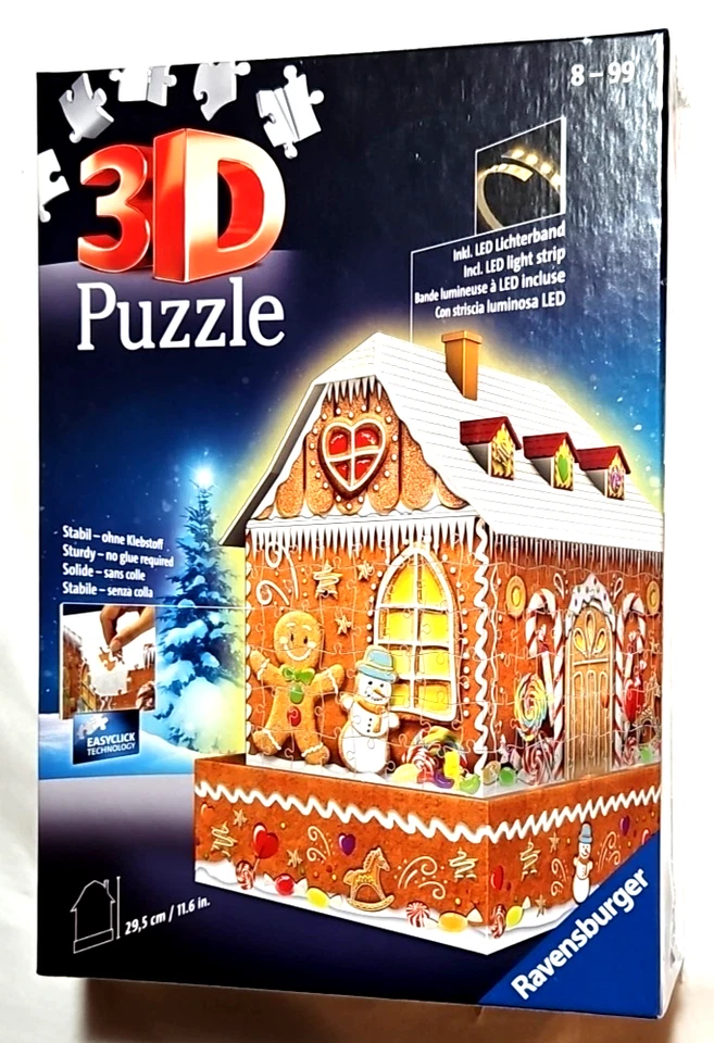 Ravensburger 3-D LED Illuminated Gingerbread House 257pc. Jigsaw Puzzle Ppd2U! - Image 1 of 4