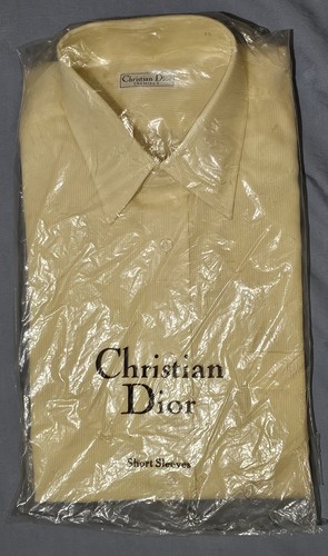 Camicia Christian Dior vintage uomo 15 beige manica corta chemises QVV anni 90