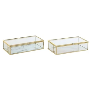 Caja-Joyero DKD Home Decor Dorado Metal Cristal 20 x 11 x 5 cm 22 x 12 x 7 cm - Imagen 1 de 3