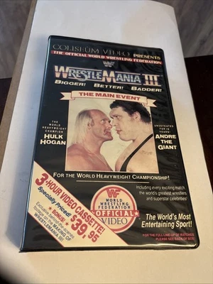 VHS WrestleMania III 3 Hulk Hogan vs. Andre The Giant w/ ClamShell WWF WWE - Imagem 1 de 3