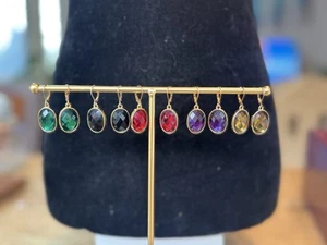 Juego de 5 pendientes colgantes de piedras preciosas Joan Rivers de colección. Rojo púrpura verde negro - Imagen 1 de 12