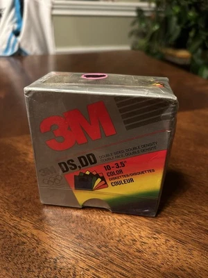 SEALED BOX of 10 3.5" 3M Diskettes DS DD Color Olympic Rings - Image 1 of 4